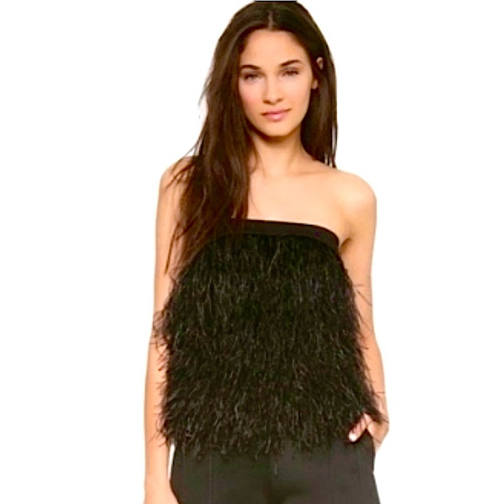 ROBERT RODRIGUEZ Ostrich Feather Strapless Tube Top Cocktail Top New With Tags